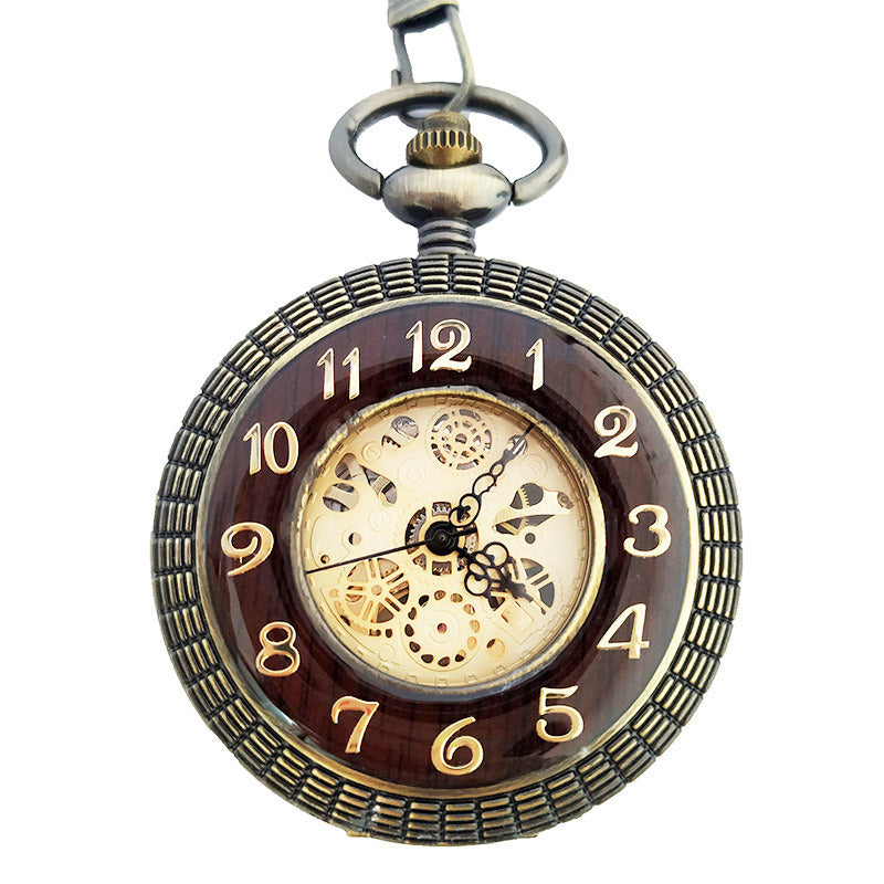 Large Flip Mechanical Pocket Watch Roman Carved Hollow Classic Mechanical Watch Pocket Watch - Mountain Lakes Mall