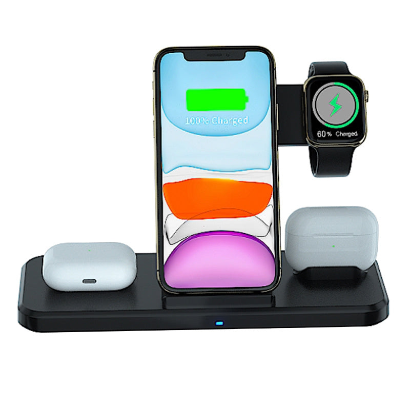 New Arrival 15W Fast Qi Mobile Phone Charging Station Dock 4 in 1 Foldable Stand Wireless Charger For iPhone Airpods Watch - Mountain Lakes Mall