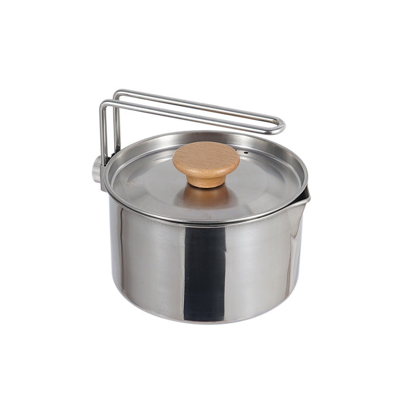 Outdoor multifunctional 304 stainless steel boiling kettle mountaineering portable coffee pot foldable fishing camping pot teapot - Mountain Lakes Mall