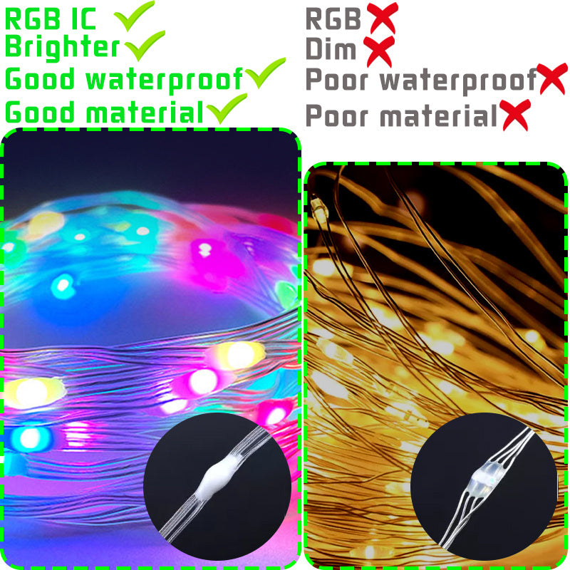 2023 RGB IC Christmas Fairy Light APP Control Bluetooth LED String Light Smart Music Rhythm Waterproof Xmas Light New Year Party - Mountain Lakes Mall