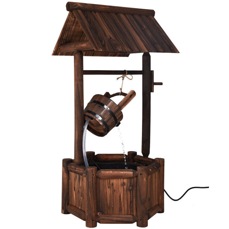 Garden Rustic Wishing Well Wooden Water Fountain with Pump - Mountain Lakes Mall