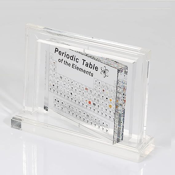 Periodic Table with Real Elements Inside, Acrylic Periodic Table Display with 83 Real Element Samples, Larger Size (10.7x7.1x2.4 inch), 3D Rotating Periodic Table of Elements, Easy to Read - Mountain Lakes Mall