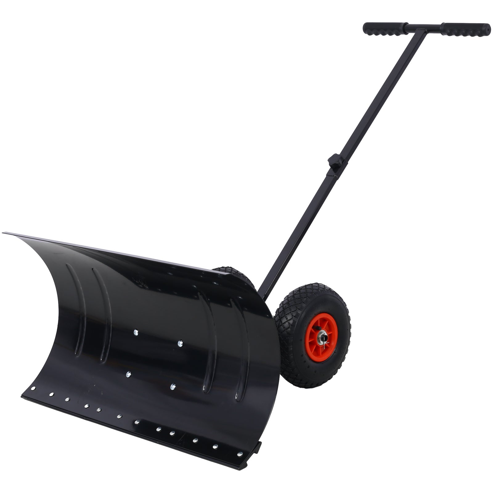 Snow Shovel with Wheels, Snow Pusher, Cushioned Adjustable Angle Handle Snow Removal Tool, 29" Blade, 10" Wheels,black color - Mountain Lakes Mall