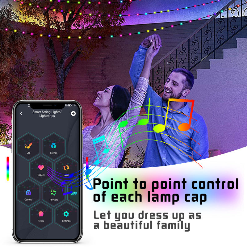 2023 RGB IC Christmas Fairy Light APP Control Bluetooth LED String Light Smart Music Rhythm Waterproof Xmas Light New Year Party - Mountain Lakes Mall