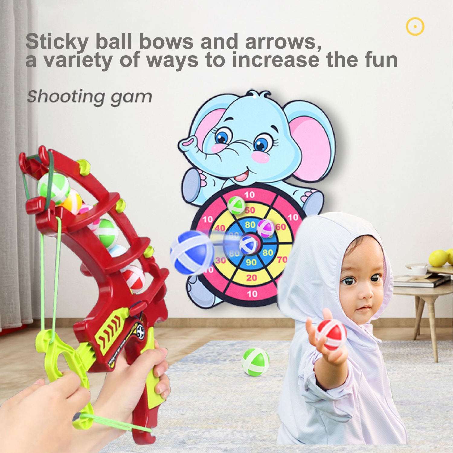 Montessori Throw Sport Slingshot Target Sticky Ball (12 balls) Dartboard Board Games - Mountain Lakes Mall