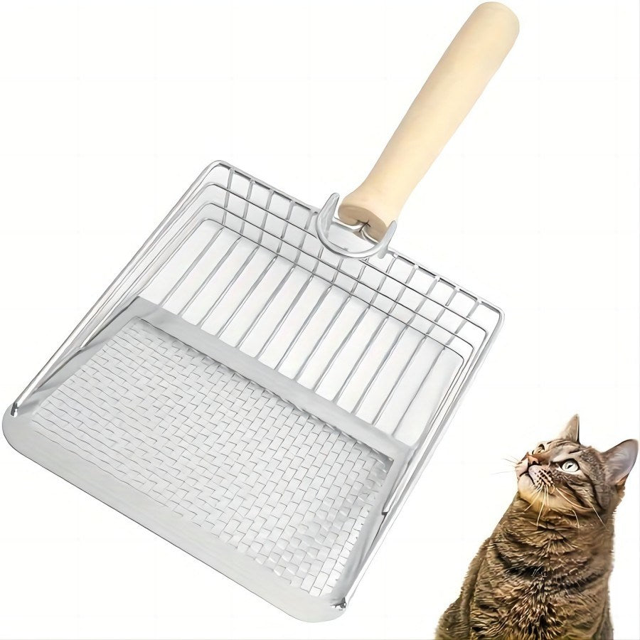 Cat metal litter scoops filter small feces Litter filters Oversized dog litter scoops can cope with different sizes of feces small and large holes The new design of litter scoops Wooden handles - Mountain Lakes Mall