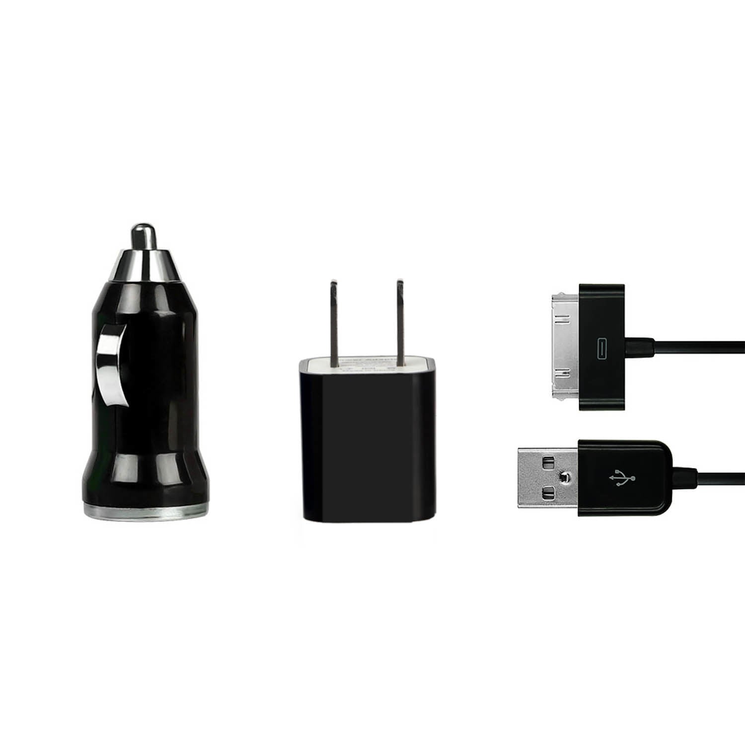 32pin USB Car Charger USB Wall Charger USB Cable Compatible with iPhone4/4S - Mountain Lakes Mall