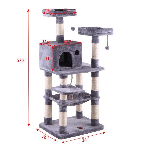 Multi-Level Cat Condo with Hammock & Scratching Posts for Kittens - Mountain Lakes Mall