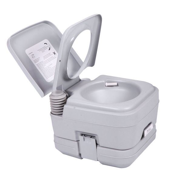 Lightweight Portable Toilet, 2.6 Gallon Flushable Camping Toilet, Sanitary Outdoor Travel Toilet for Tents Boats Semi Trucks RV Campers, Gray XH - Mountain Lakes Mall