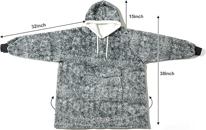 Qeils Oversized Wearable Blanket Hoodie, Comfy Sherpa Sweatshirt Pullover Jacket (Large Pocket, Heather DarkGrey, Adult) - Mountain Lakes Mall