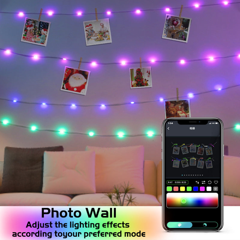 2023 RGB IC Christmas Fairy Light APP Control Bluetooth LED String Light Smart Music Rhythm Waterproof Xmas Light New Year Party - Mountain Lakes Mall