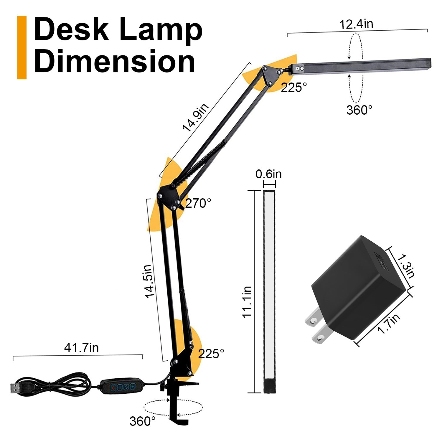 LED Reading Desk Lamp with Clamp Adjustable Swing Arm - Mountain Lakes Mall