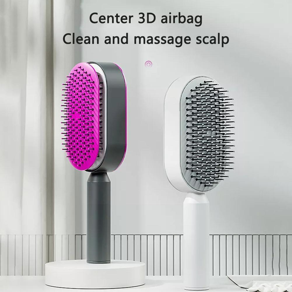 Self Cleaning Hair Brush For Women Massage Scalp Promote Blood Circulation Anti Hair Loss - Mountain Lakes Mall