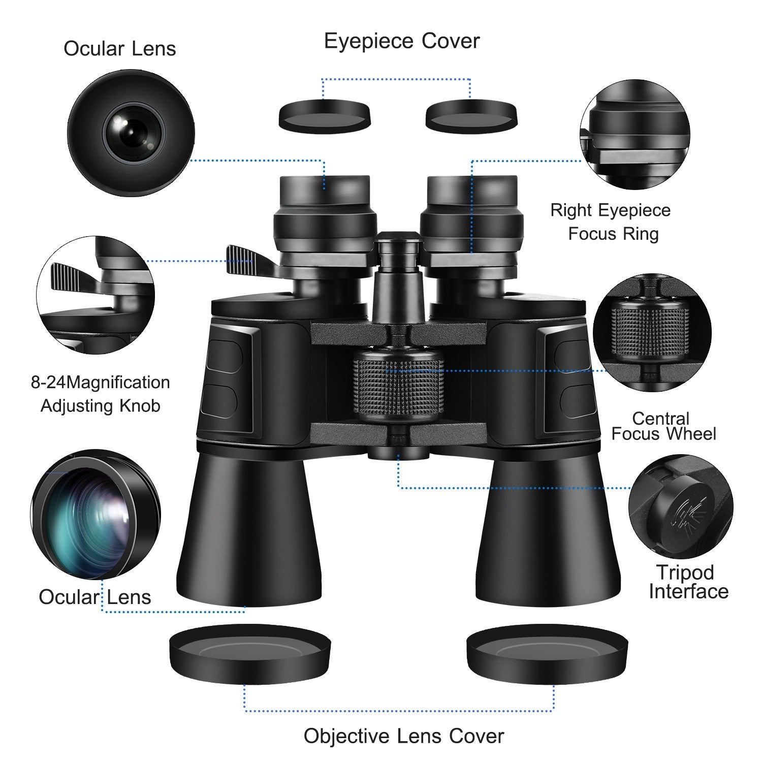 Portable Zoom Binoculars with FMC Lens Low Light Night Vision for Bird Watching Hunting Sports - Mountain Lakes Mall