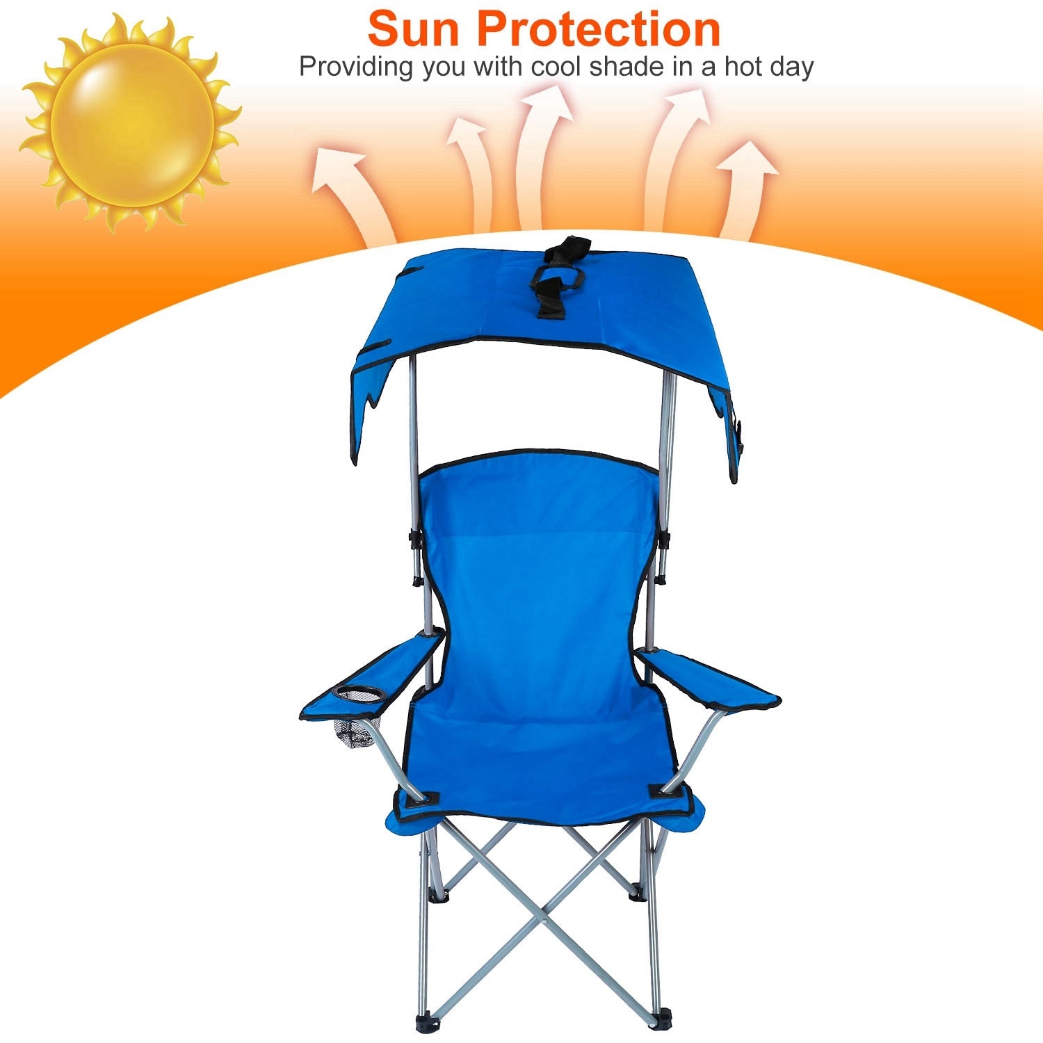 Foldable Beach Canopy Chair Sun Protection Camping Lawn Canopy Chair 330LBS Load Folding Seat - Mountain Lakes Mall