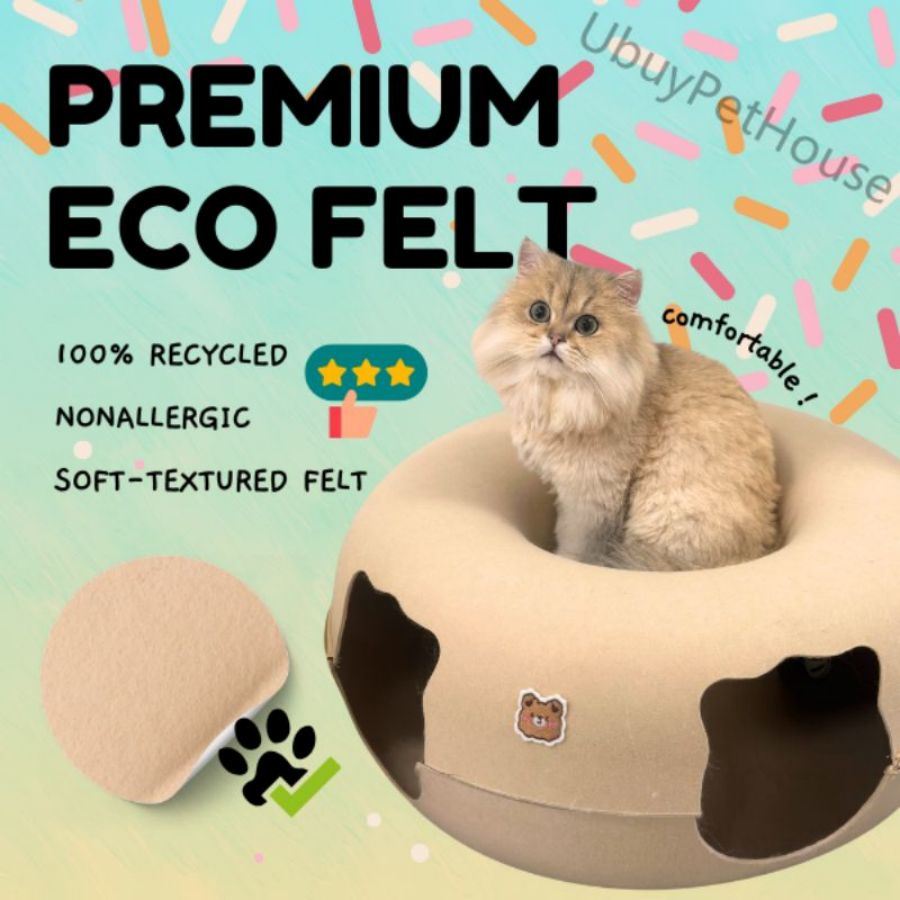 Cat Tunnel BedCat Nest Four Seasons Universal  Summer Sleep Internet Red Donut Dodge House Pet Cat Drill Hole Semi-EnclosedPeekaboo Cat Cave, Cat Donut Tunnel Toy for Indoor Cats, Circle Bed - Mountain Lakes Mall