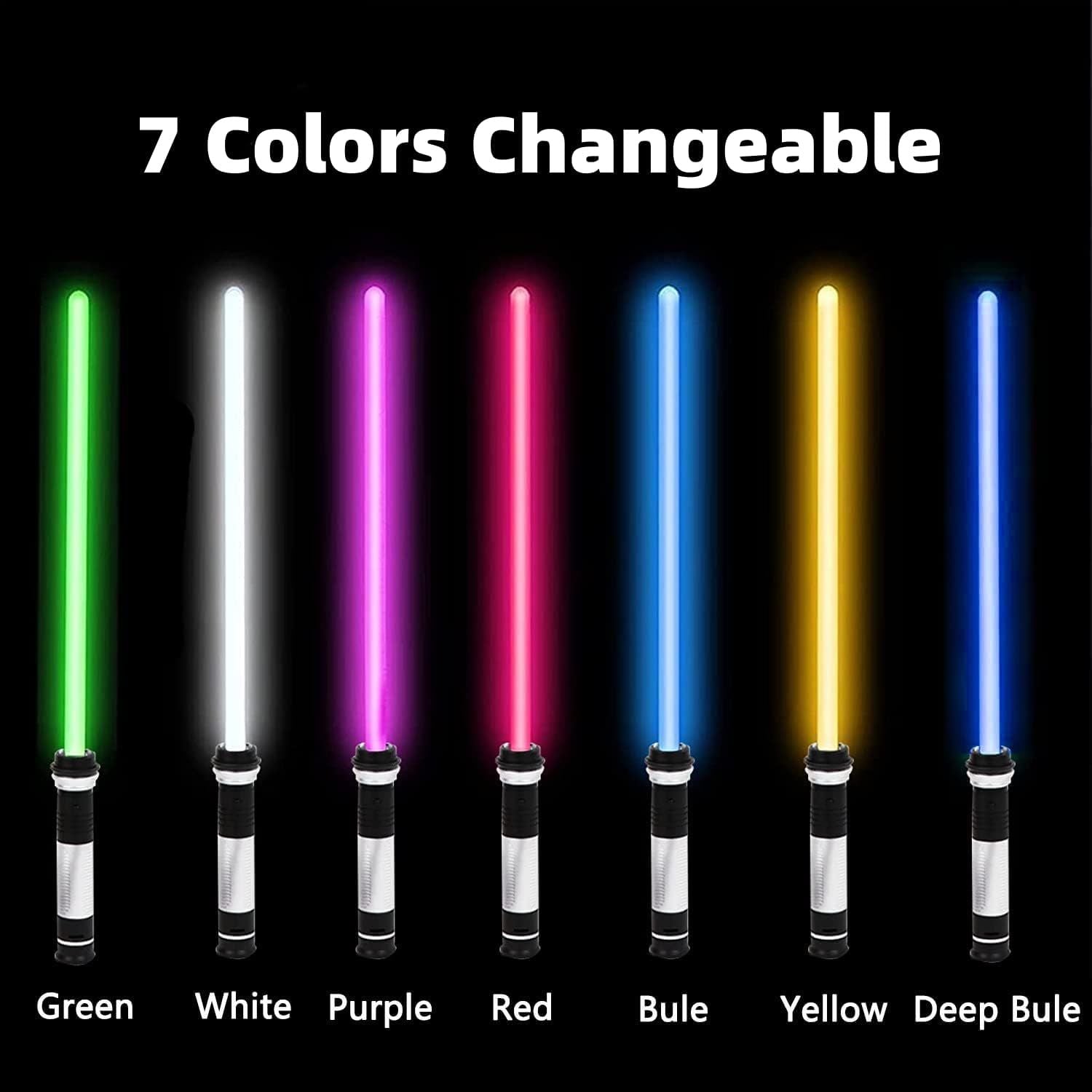 LED Light Up Saber with Sound - Retractable 7 Colors Light Saber Sword for Kids - 2 Pack - Mountain Lakes Mall