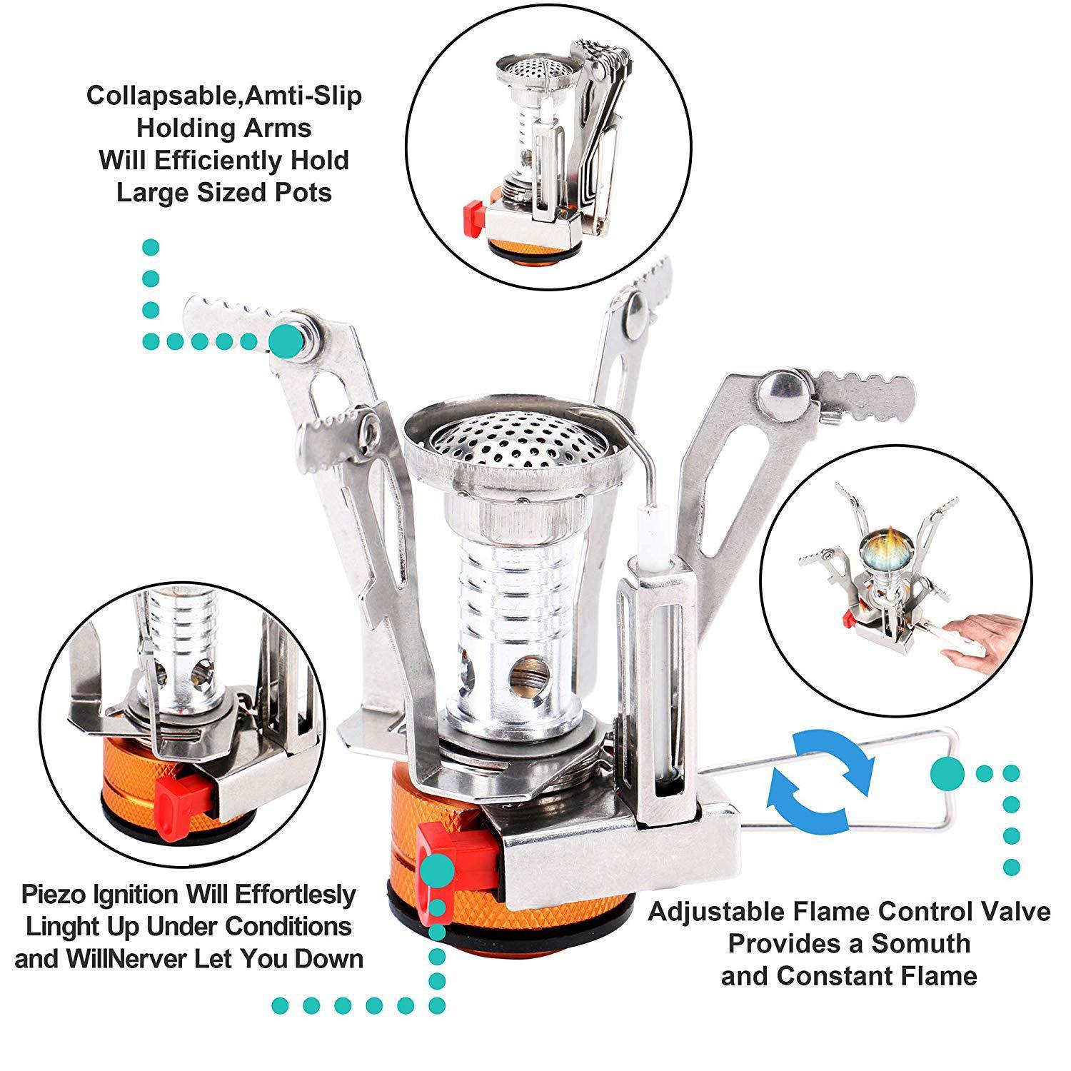 Outdoor Camping Stove Mini Stove All-in-one With Electronic Ignition Portable Picnic Stove - Mountain Lakes Mall