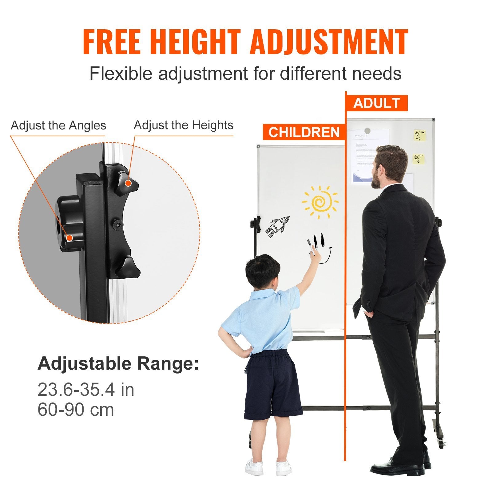 Rolling Magnetic Whiteboard, Double-sided Mobile Whiteboard 24x48 Inches - Mountain Lakes Mall