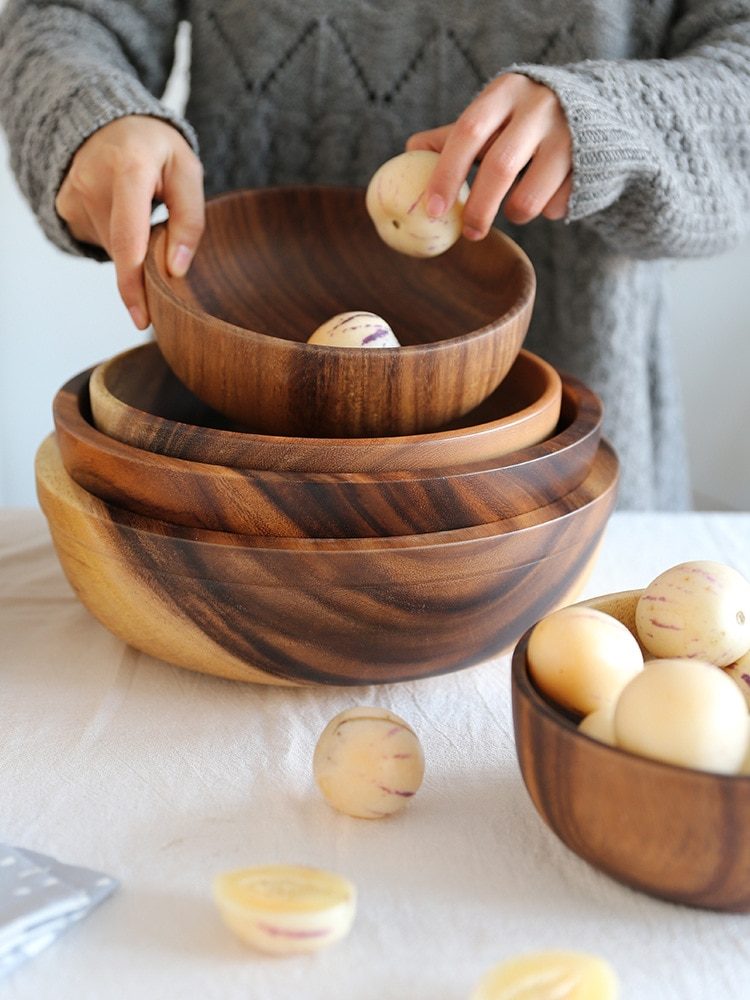 Acacia wooden bowl wooden tableware (Set of 5) - Mountain Lakes Mall