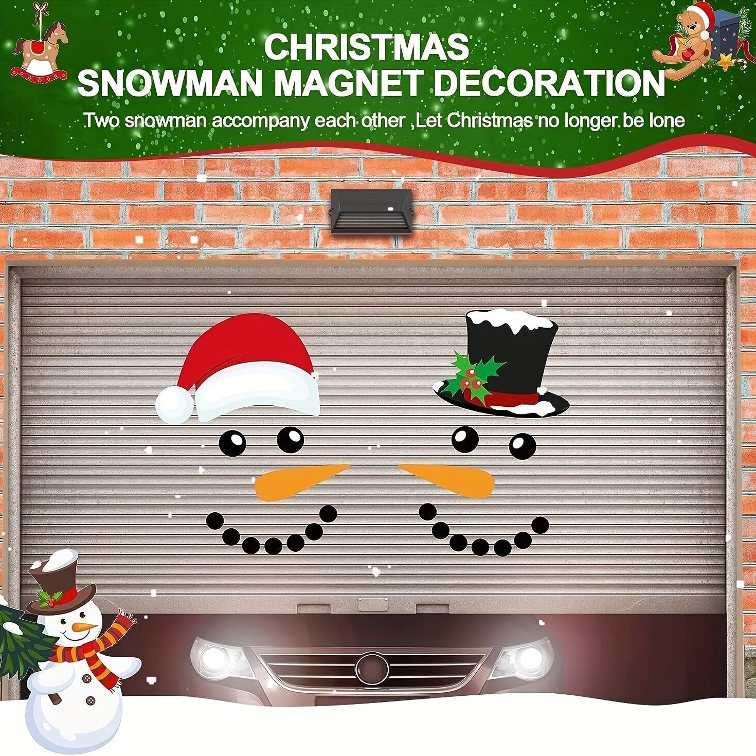 1 Set, Magnet Sticker, Merry Christmas Decorative Garage Door Decorative Snowman Magnet Sticker, Refrigerator Snowman Face Garage Sticker Set, Reflective Car Sticker, Chrismas Decor, Home Decor - Mountain Lakes Mall