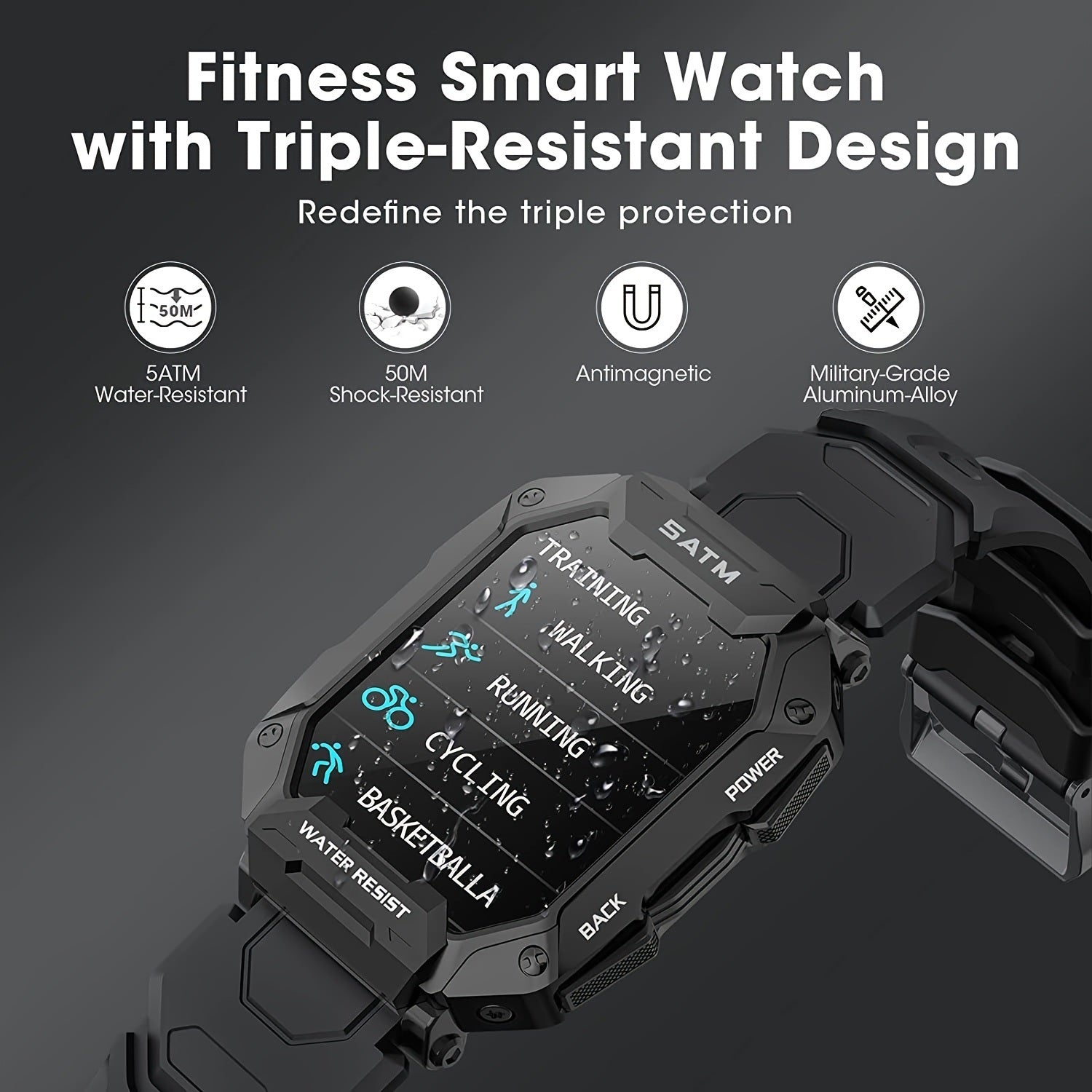 Military Smart Watch For Men; All-New 1.71'' Tactical Smartwatch For Android Phones And IPhone Compatible; 5ATM Fitness Tracker With Blood Pressure; Heart Rate; Blood Oxygen Monitor - Mountain Lakes Mall