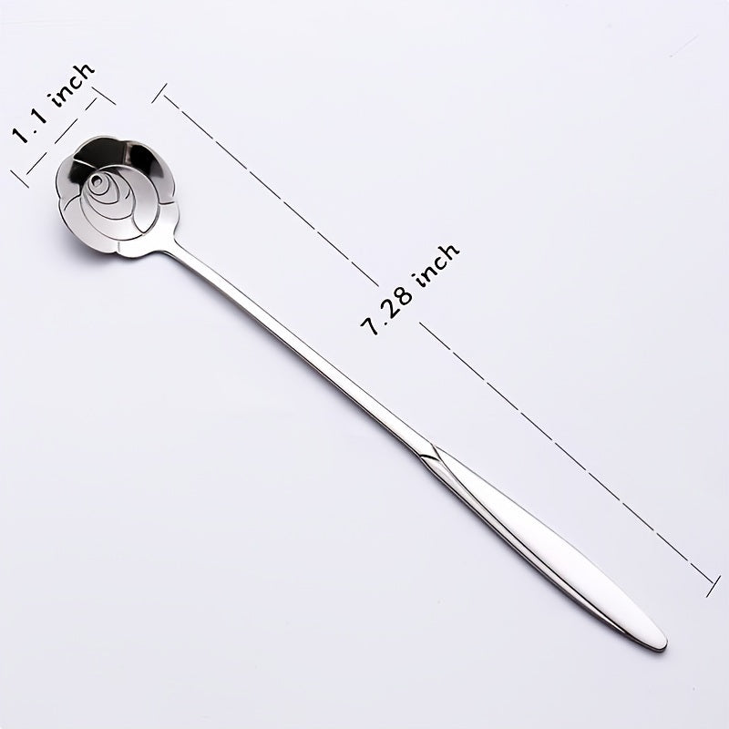 4pcs/set Coffee Scoop; Ice Cream Dessert Scoop; Stainless Steel Long Handle Mug Stirring Spoon - Mountain Lakes Mall