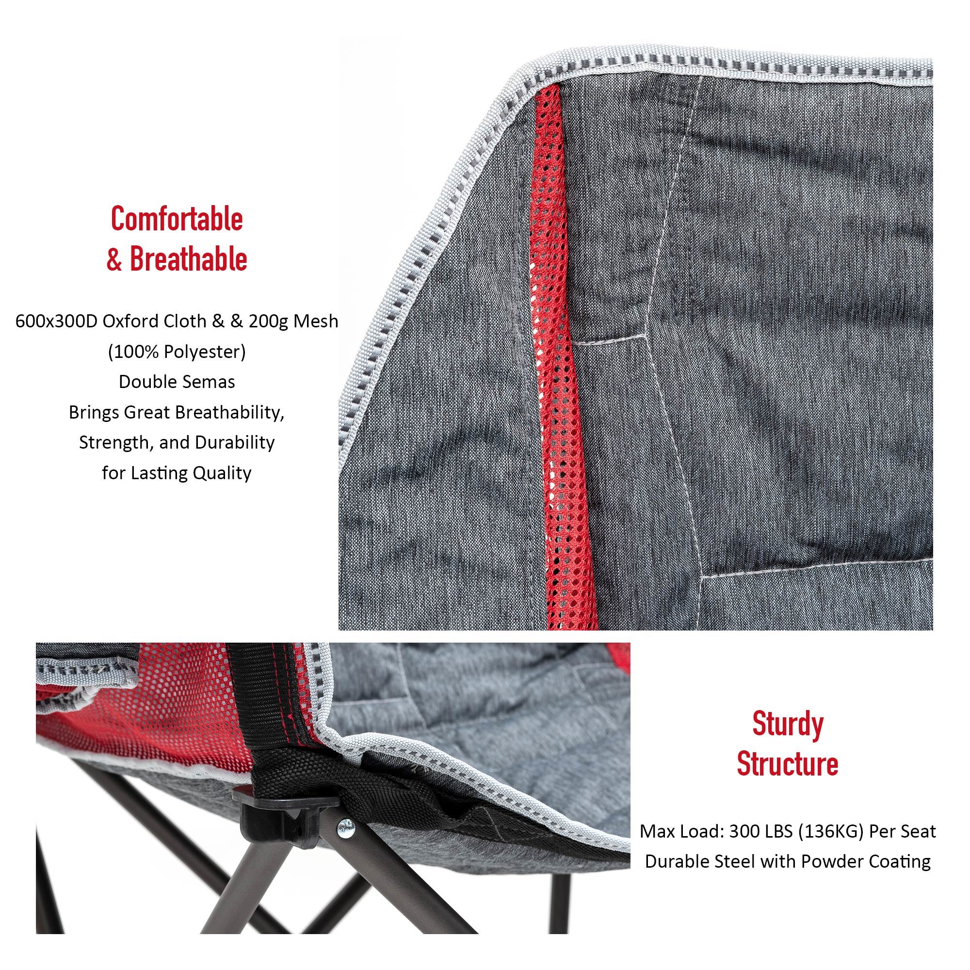 SUNNYFEEL Folding Double Camping Chair, Oversized Loveseat Chair - Mountain Lakes Mall