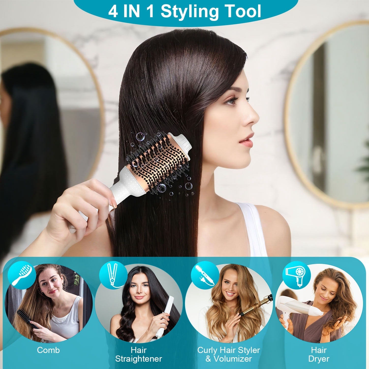 4 In 1 Hair Dryer Brush Curling Brush Hair Styler Volumizer Straightener - Mountain Lakes Mall