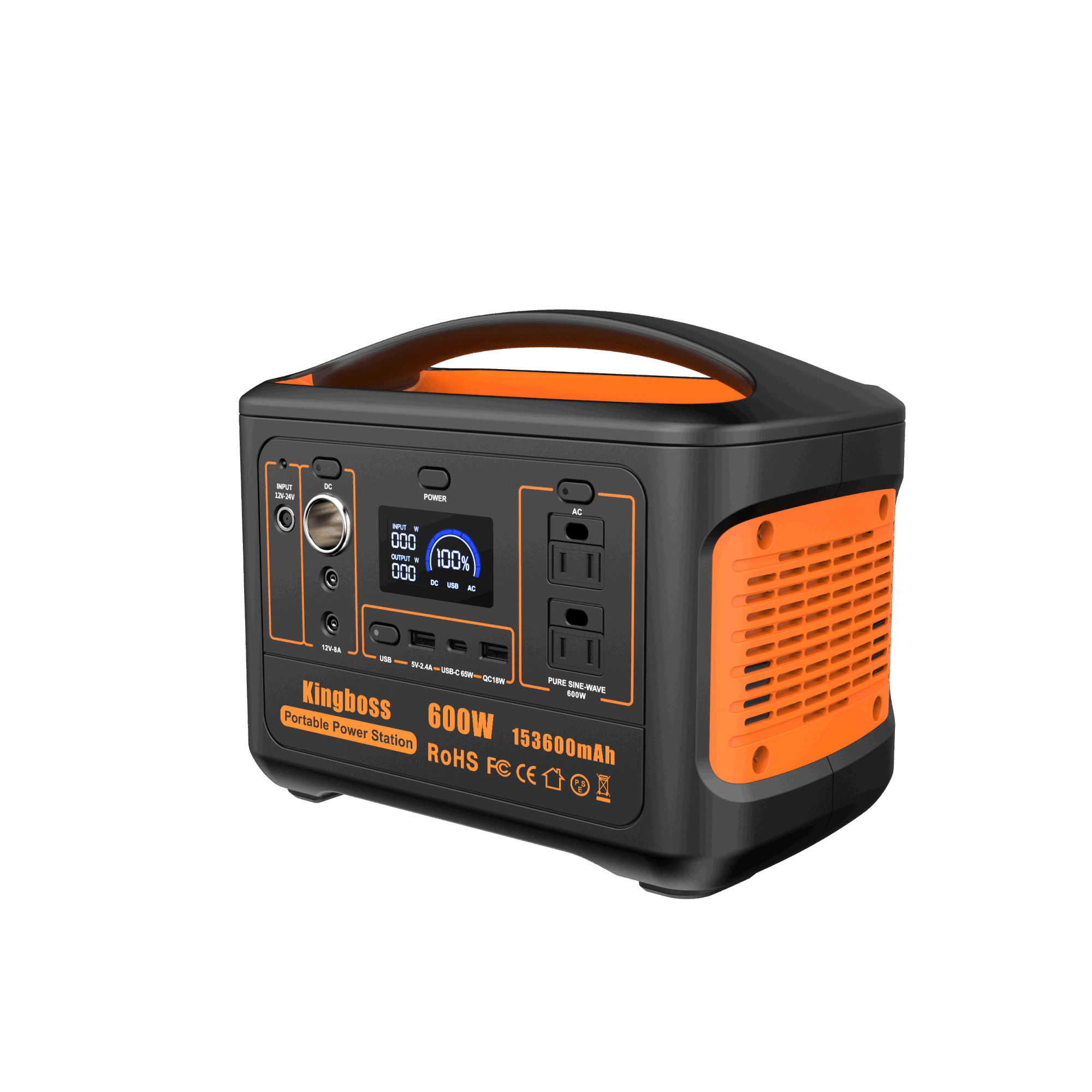 Portable Power Station 110V/600W 568Wh Lithium Battery Pure Sine Wave AC Outlet DC USB Solar Generator - Mountain Lakes Mall