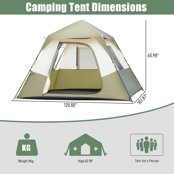 6 Person Camping Tent Setup in 60 Seconds with Rainfly & Windproof Tent with Carry Bag for Family Camping & Hiking - Mountain Lakes Mall