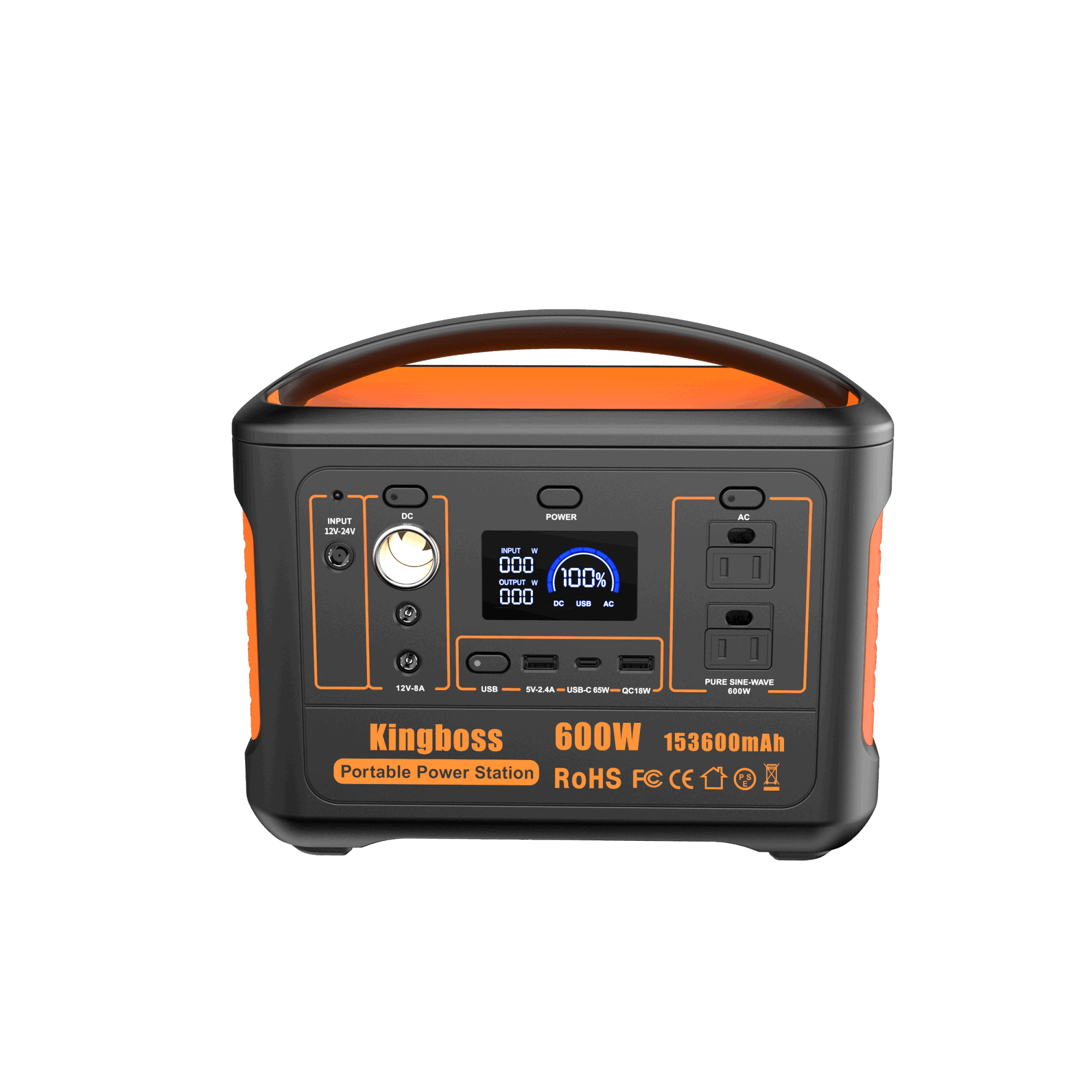 Portable Power Station 110V/600W 568Wh Lithium Battery Pure Sine Wave AC Outlet DC USB Solar Generator - Mountain Lakes Mall