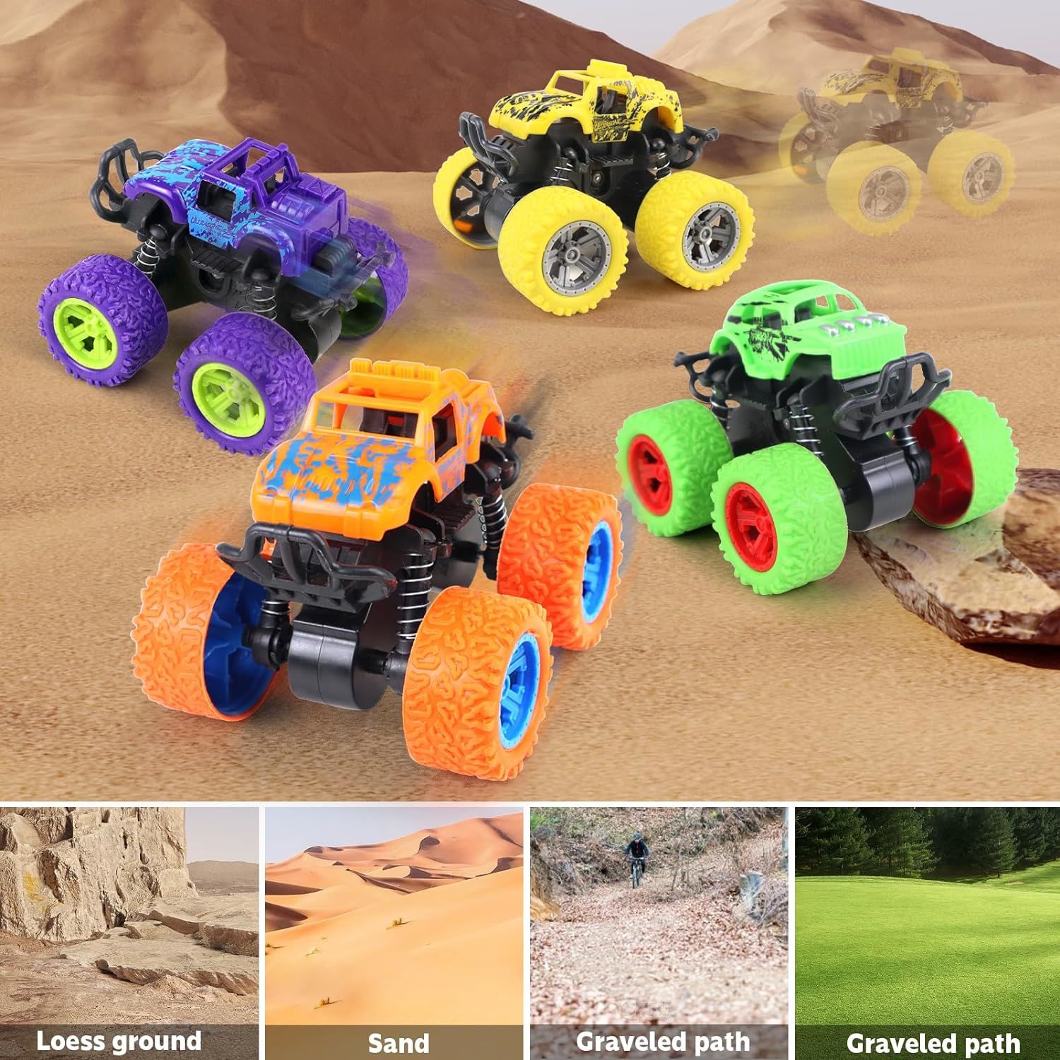 Monster Truck Toys, Pull Back Vehicles Toys, Friction Powered Toy, Mini Push and Go Car Truck Inertia Vehicle, Best Christmas Birthday Party Gift - Mountain Lakes Mall