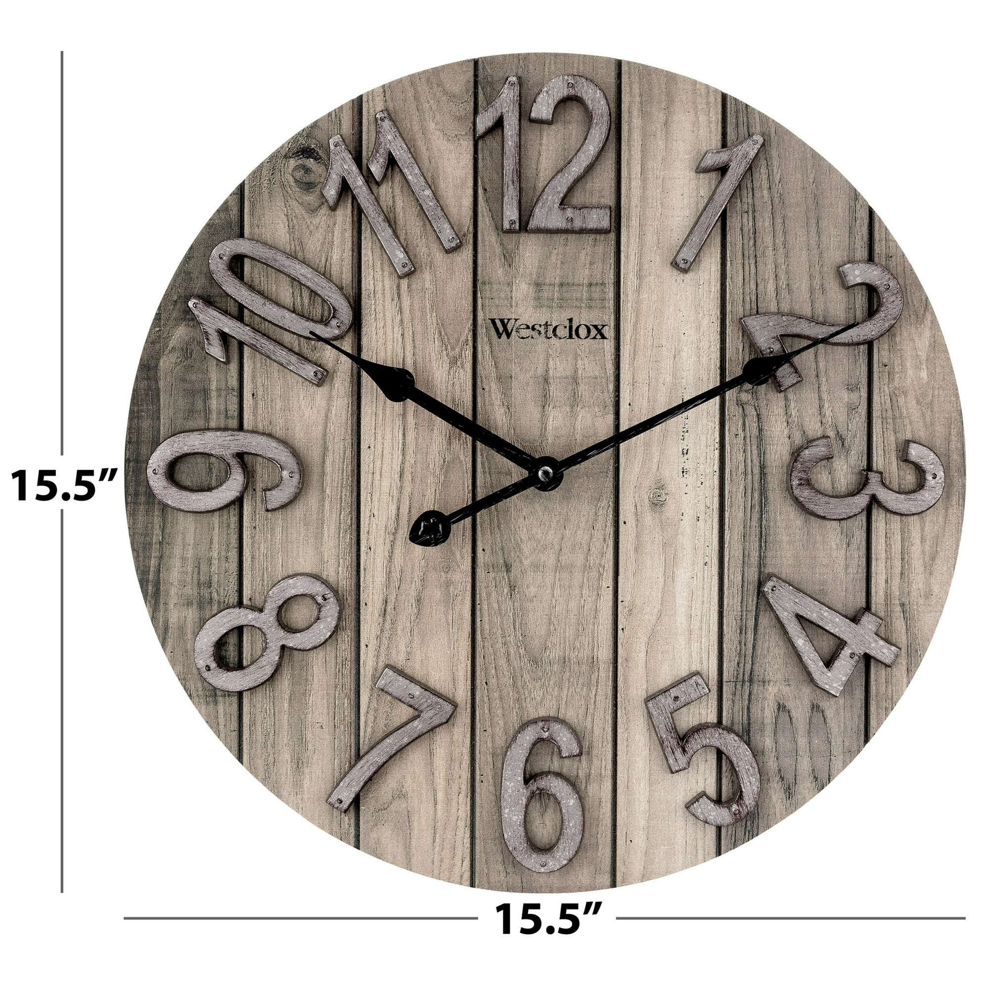 Westclox 15.5" Brown Farmhouse Style Wood Grain Analog QA Wall Clock - Mountain Lakes Mall