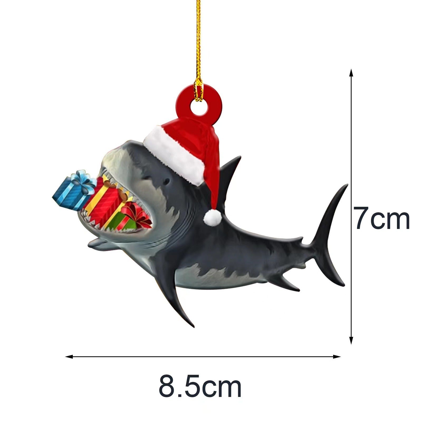 1pc, Christmas Shark Pendant - Wooden Home Decoration for Christmas Tree and Scene Atmosphere - Perfect Holiday and Room Decor - Mountain Lakes Mall