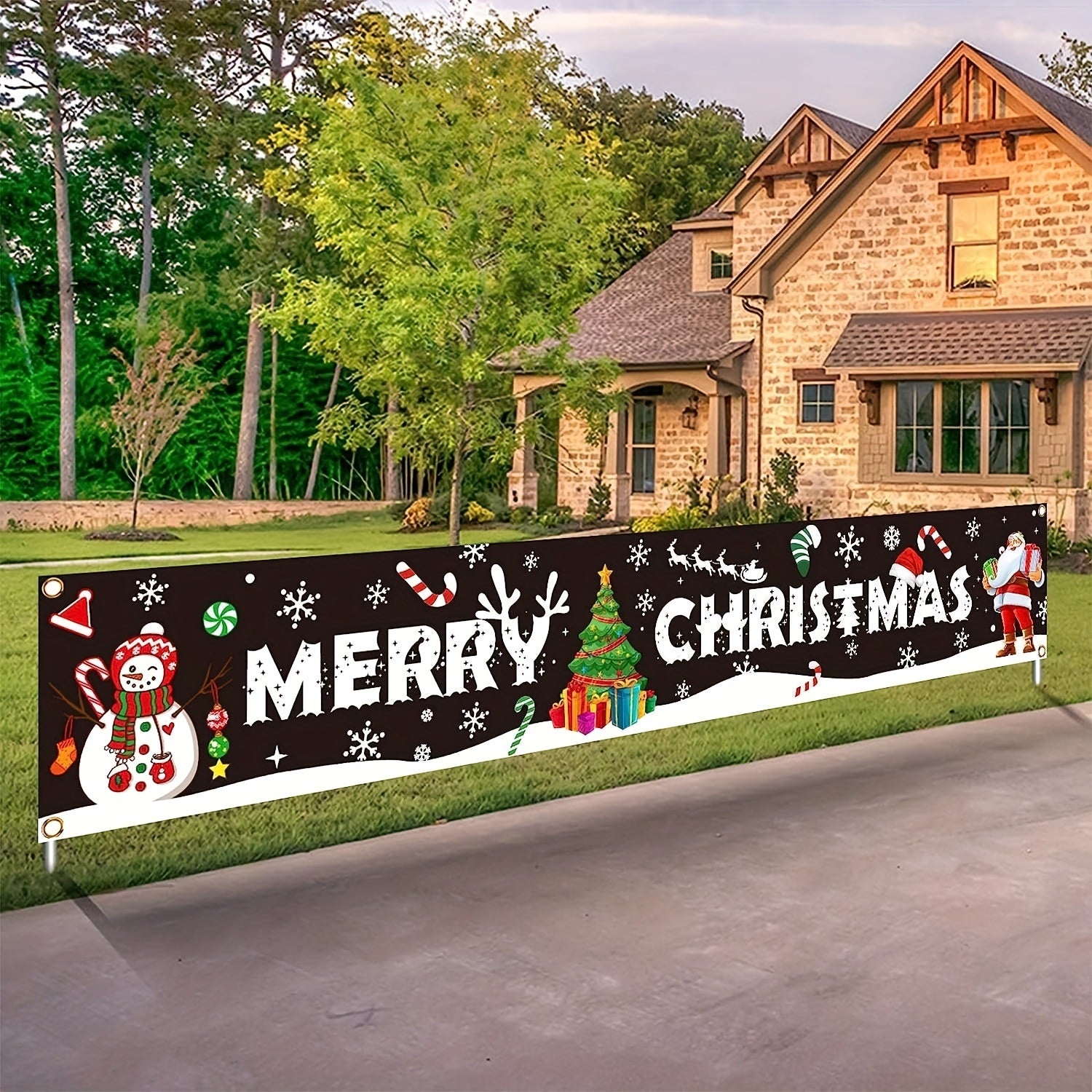 1pc, Festive Large Merry Christmas Banner - Huge Santa Claus Sign for Holiday Party Supplies and Home Decor - Perfect for Outdoor, Indoor, Yard, Garden, Porch, and Lawn - Mountain Lakes Mall