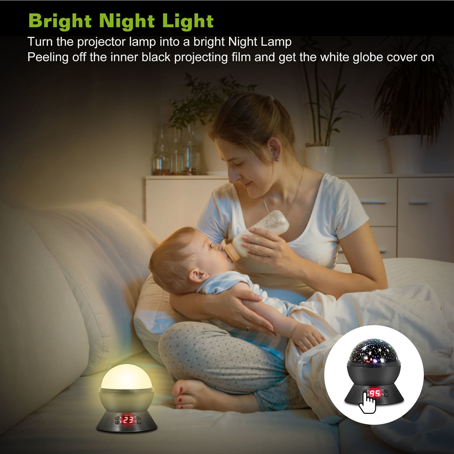 LED Projector Lamp Kids Night Light Star Moon Projection Night Lamp 360 Degree Rotation Timer - Mountain Lakes Mall