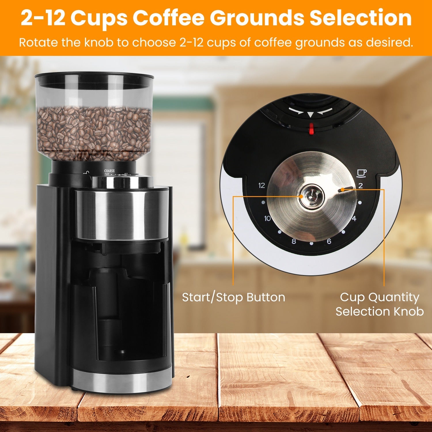 Conical Burr Coffee Grinder Electric Coffee Bean Grinder with 25 Grind Settings - Mountain Lakes Mall