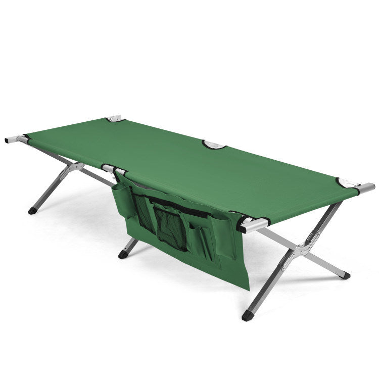 Folding Portable Camping Cot with Carrying Bag and Side Pockets - Mountain Lakes Mall