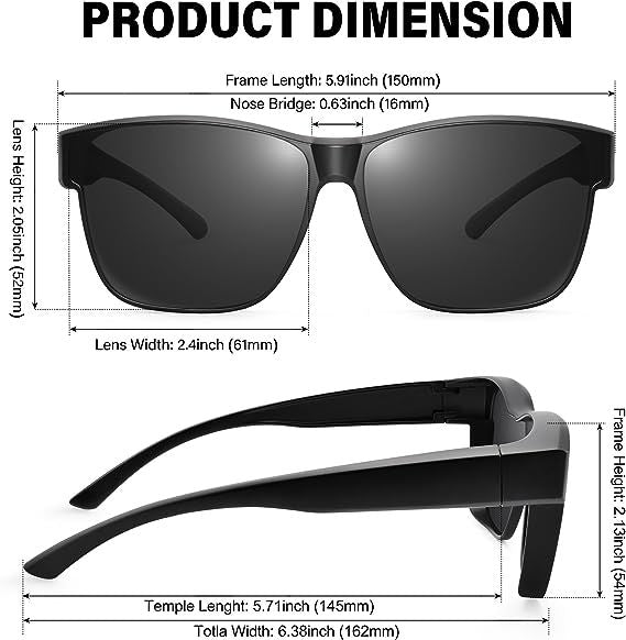 Fit Over Glasses Sunglasses For Men & Women Polarized Lens 100% UV Protection - Mountain Lakes Mall