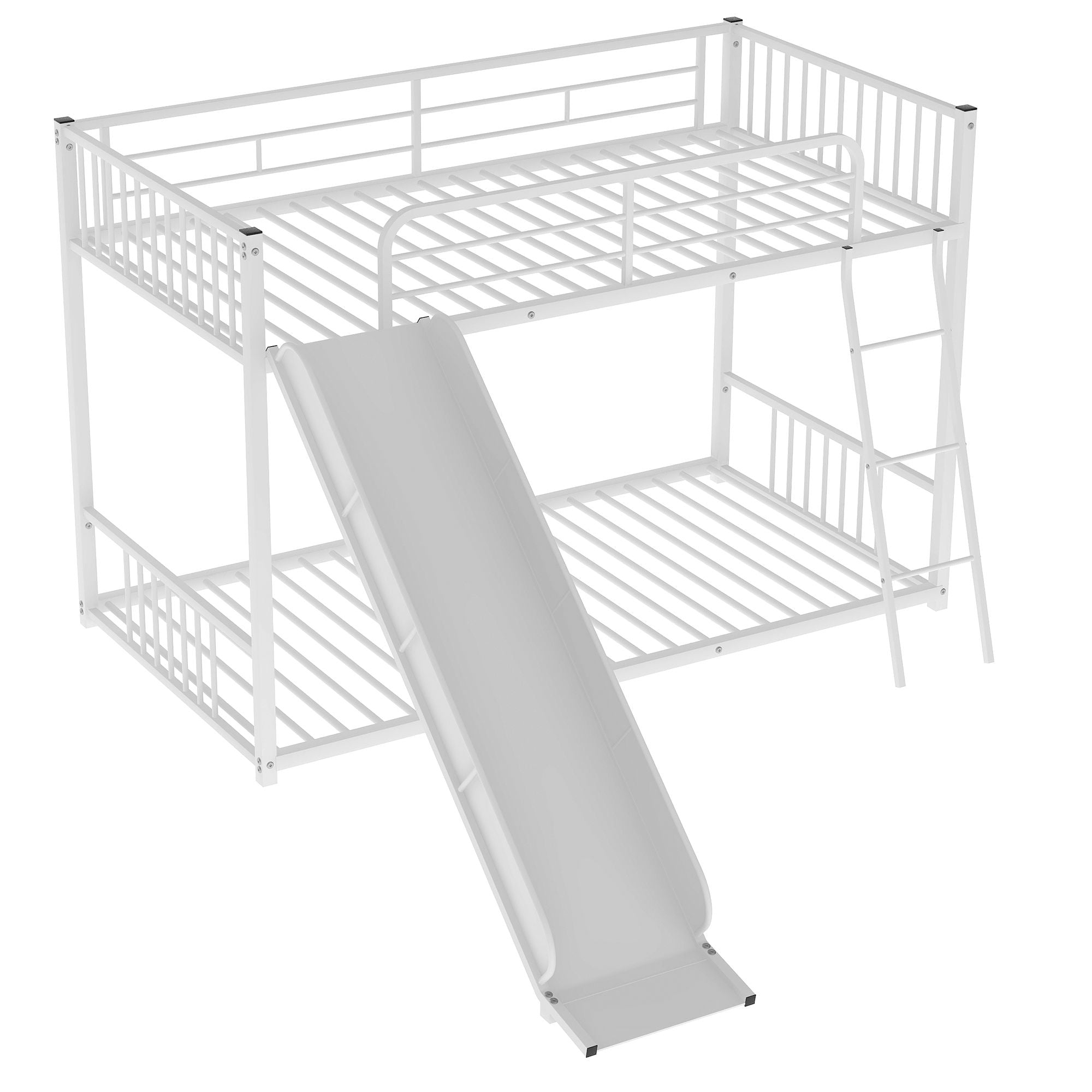 Metal Bunk Bed with Slide, Twin over Twin