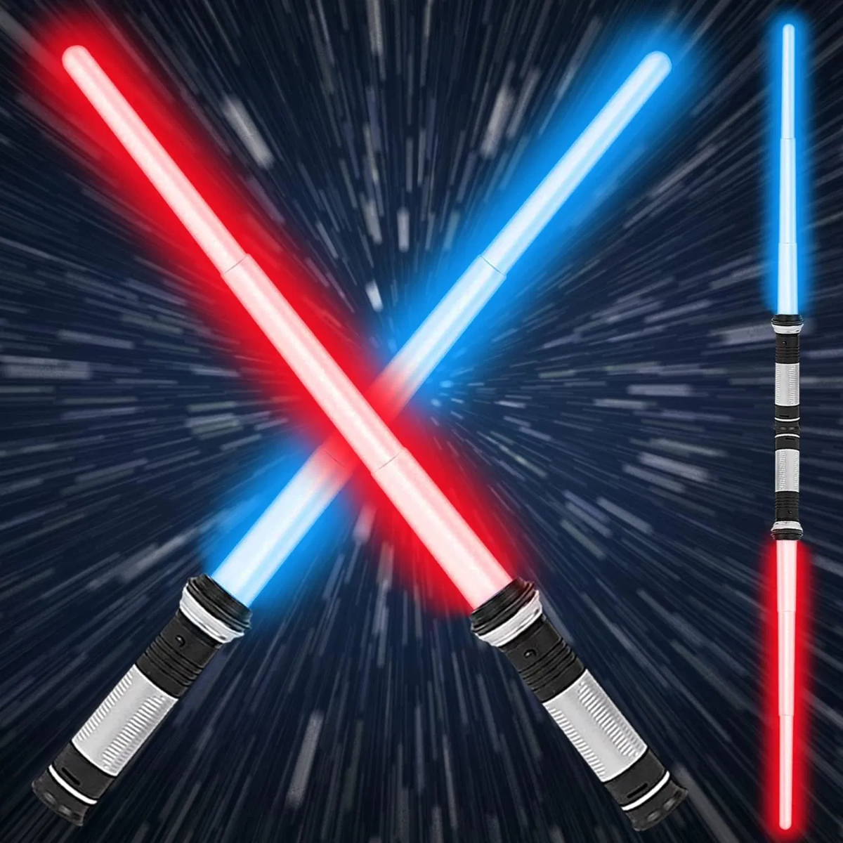 LED Light Up Saber with Sound - Retractable 7 Colors Light Saber Sword for Kids - 2 Pack - Mountain Lakes Mall