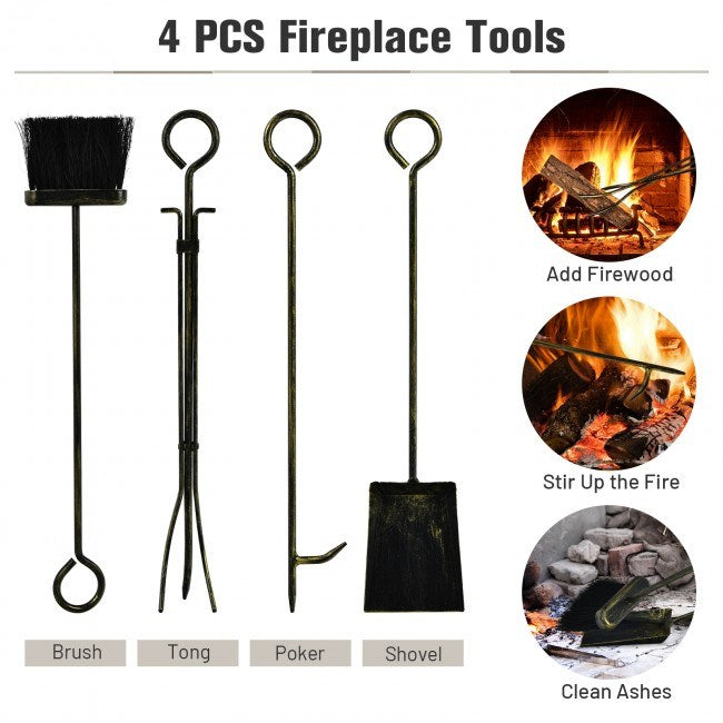 Fireplace Log Rack with 4 Pieces Fireplace Tools - Mountain Lakes Mall