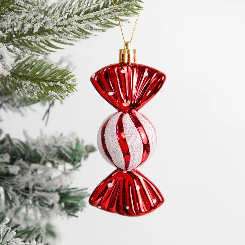 14pcs/box Christmas Ball Ornaments Red Candy Cane Xmas Tree Hanging Pendants Navidad New Year Home Decorations 2024