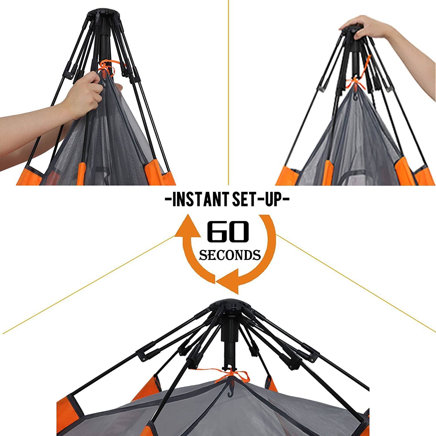 3-4 Person Camping Instant Pop-up Tent, Sun Shelter Waterproof Double Layer 4 Seasons Lightweight Tent - Mountain Lakes Mall