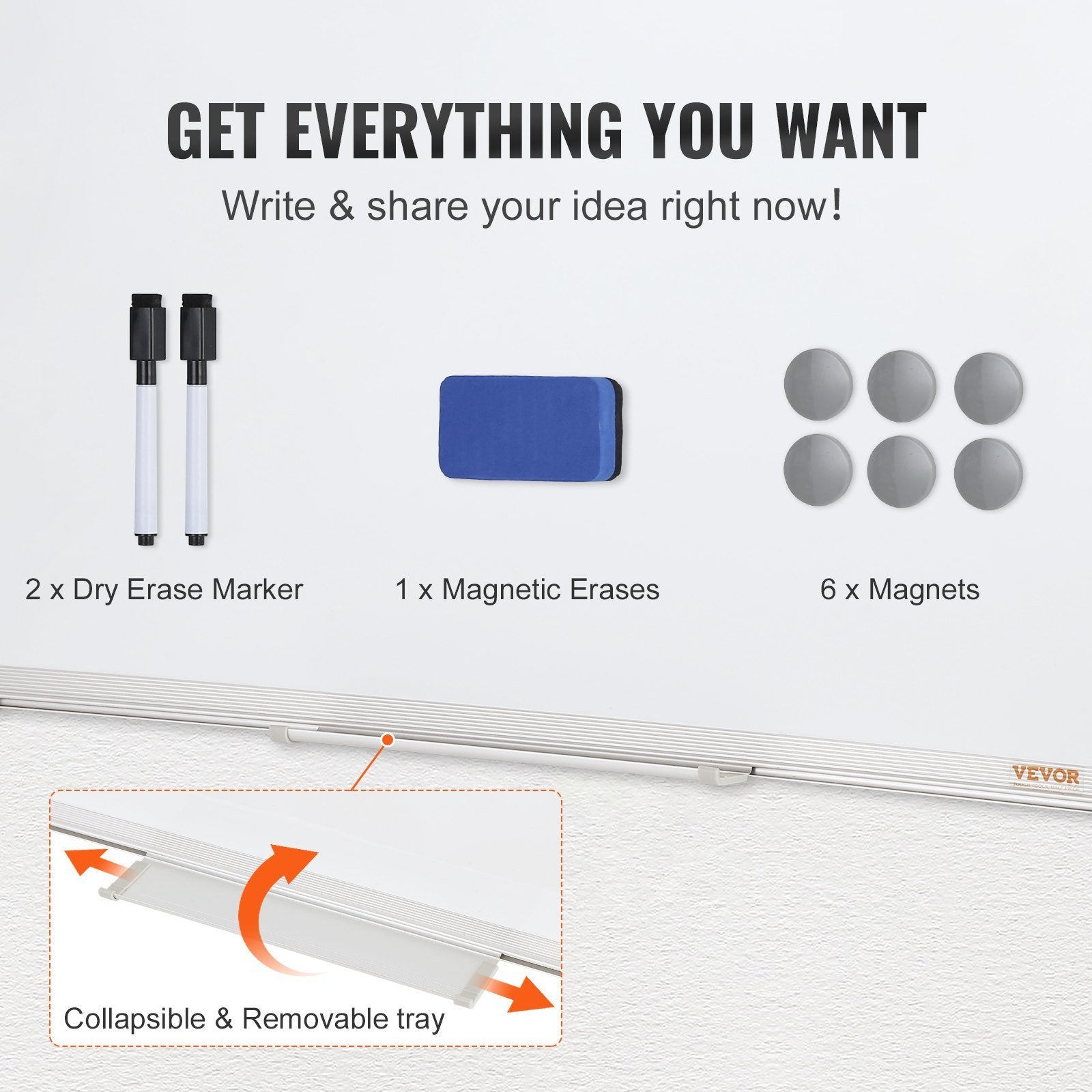 Magnetic Whiteboard, 24 x 18 Inches, Dry Erase Board for Wall with Aluminum Frame - Mountain Lakes Mall