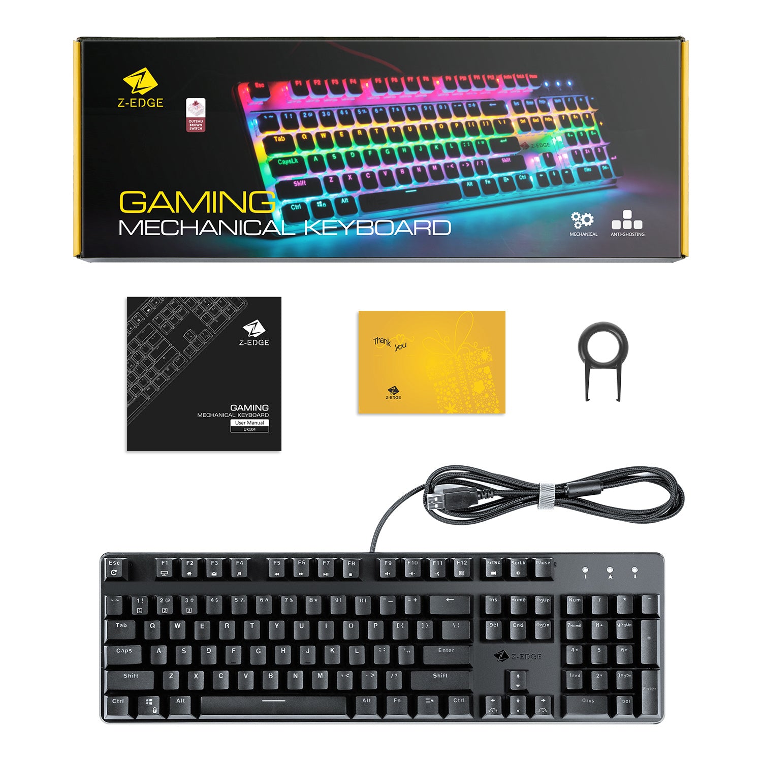 Z-EDGE UK104 104 Keys USB Wired Mechanical Gaming Keyboard - Mountain Lakes Mall