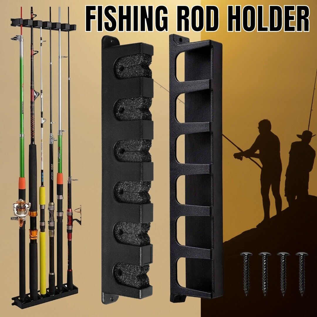 Fishing Rod Rack Vertical Holder Horizontal Wall Mount Boat Pole Stand Storage - Mountain Lakes Mall