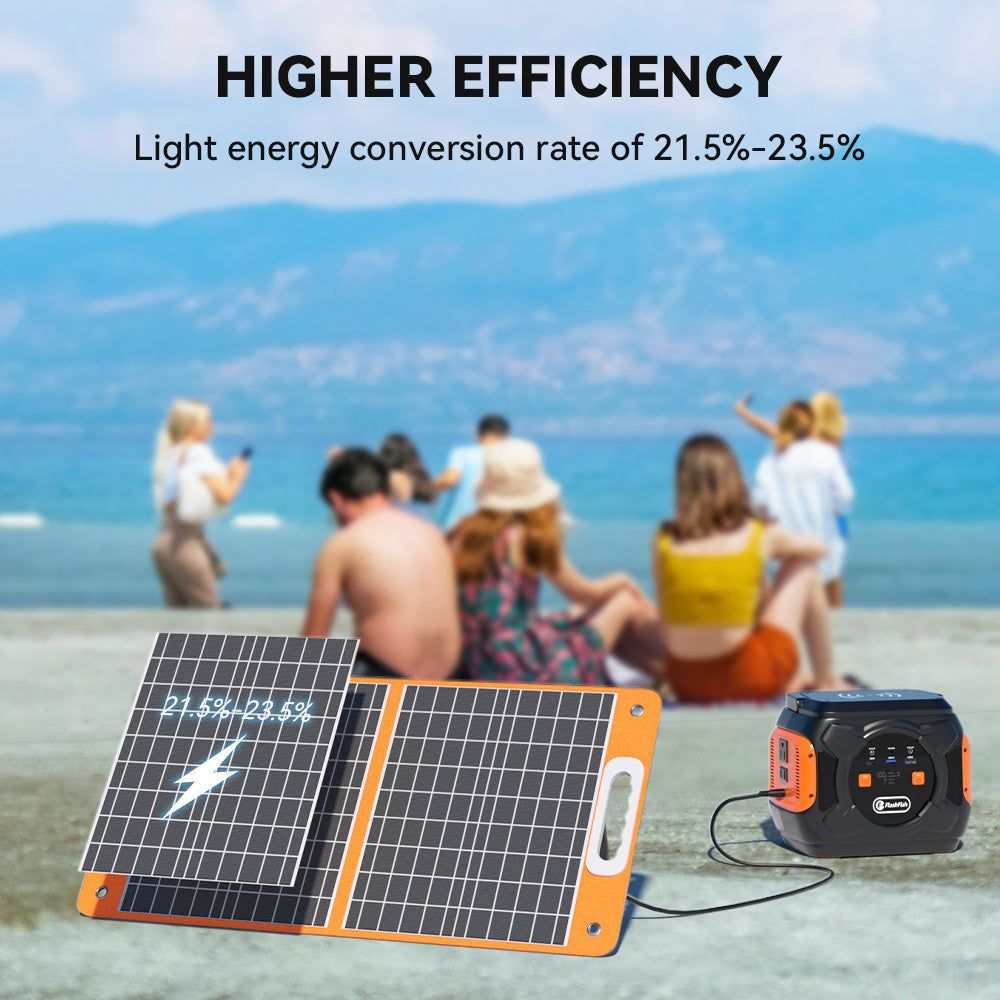 320W Portable Power Station;  Flashfish 292Wh 80000mAh Solar Generator Backup Power With LASHFISH 18V/60W Foldable Solar Panel;  Portable Solar Charger - Mountain Lakes Mall