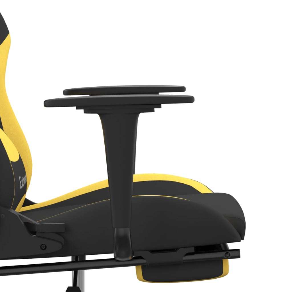 Massage Gaming Chair with Footrest Black and Yellow Fabric - Mountain Lakes Mall